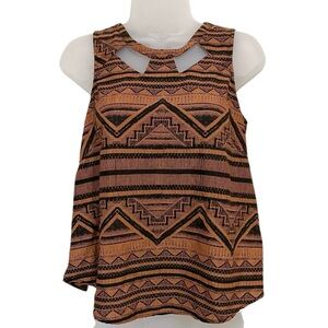 Urban Outfitters Lush Tribal Geometric Print Cutout Neckline Tank Top